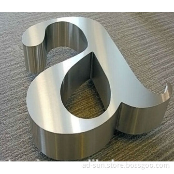 Non-Illuminated Brushed and Polished Metal Stainless Steel Letter for Advertisement and Decoration
